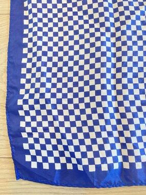 Classic Navy and White Checkered Scarf 25”  x 25.5”